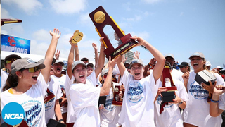 USC match point, celebration at 2024 NCAA beach volleyball championship