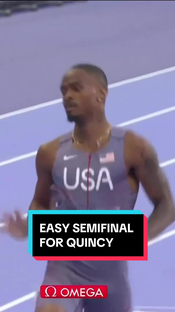 He made it look easy. ‍ American Quincy Hall breezes his way through to the men's 400m final! #ParisOlympics on NBC and Peacock #usa #trackandfield #semi